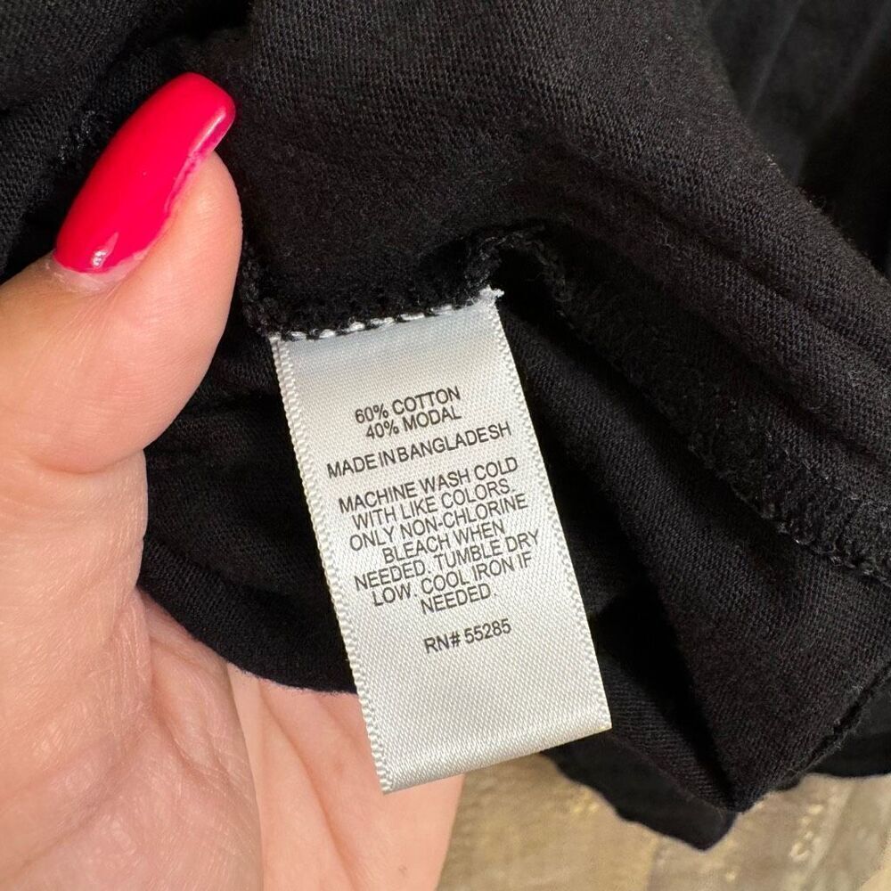 Express Black Strappy V Neck Cotton Modal Relaxed T Shirt Large - Picture 6 of 6